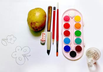 نقاشی طبیعت ساده و زیبا با مداد رنگی